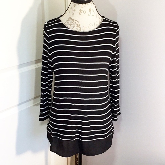 TALBOTS - Striped Tunic Large Petite - Picture 1 of 8